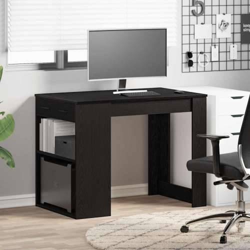 Radni stol s ladicom i policom crni hrast 102x62x77,5 cm - Crna 1 Cijena