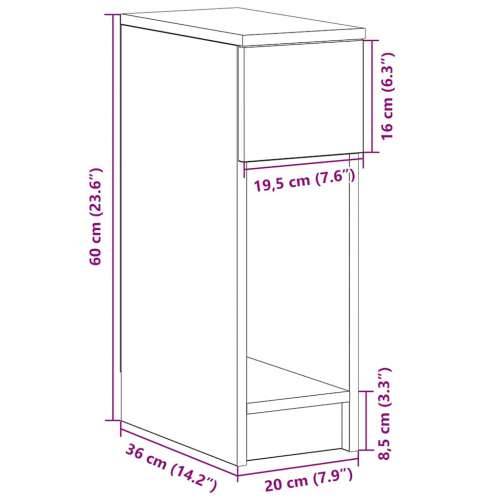 Noćni ormarić s ladicom staro drvo 20x36x60 cm - Staro drvo 1 Cijena