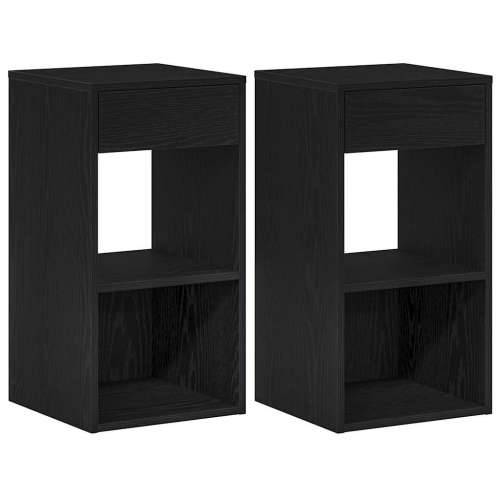 Noćni ormarići s ladicom 2 kom crni hrast 35x34x66,5 cm - Crna 2 Cijena