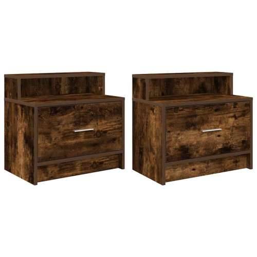 Noćni ormarići s ladicom 2 kom dimljeni hrast 51x31x47 cm - Dimljeni hrast 2 Cijena