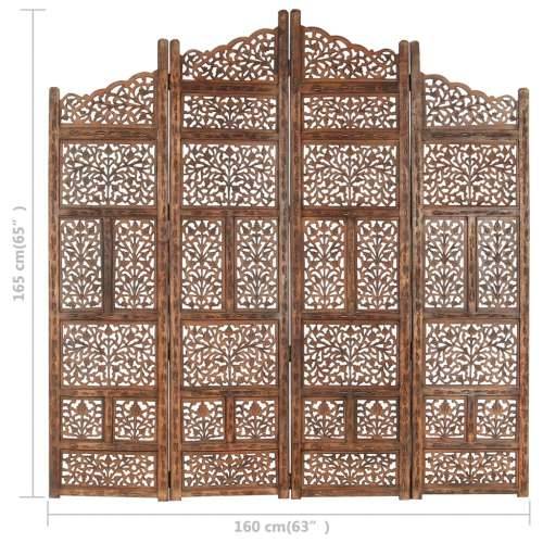 Sobna pregrada s 4 panela smeđa 160 x 165 cm masivno drvo manga Cijena