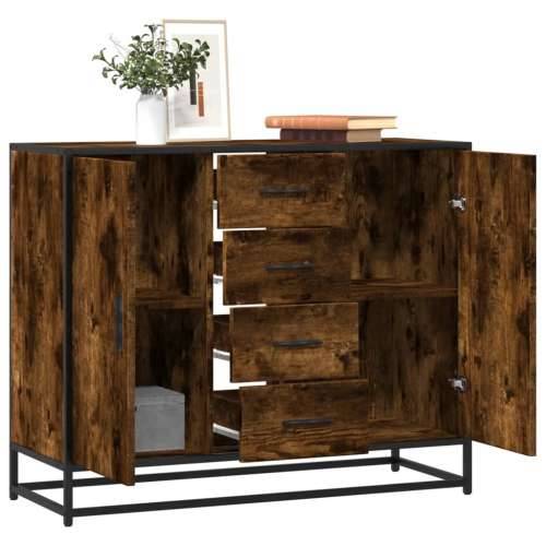 Komoda dimljeni hrast 92x35x76 cm konstruirano drvo - Dimljeni hrast 1 Cijena