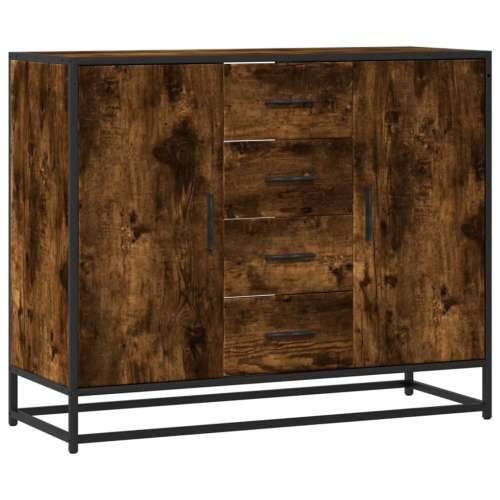 Komoda dimljeni hrast 92x35x76 cm konstruirano drvo - Dimljeni hrast 1 Cijena