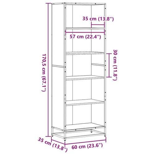Polica za knjige crna 60x35x170,5 cm izrađeno drvo - Crna 1 170.5 cm 60 cm Cijena