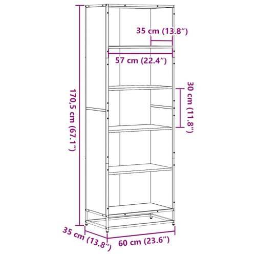 Polica za knjige dimljeni hrast 60x35x170,5cm konstruirano drvo - Dimljeni hrast 1 170.5 cm 60 cm Cijena