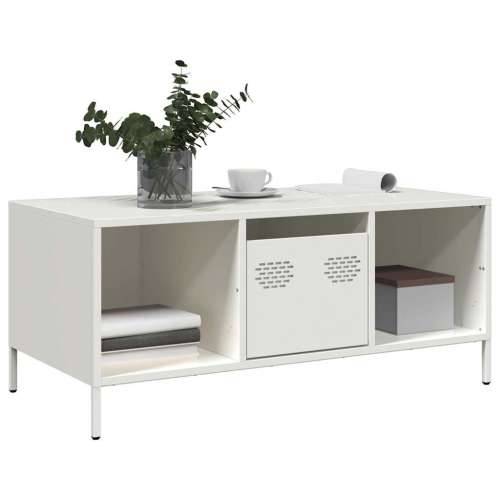 Stolić za kavu bijeli 101,5x50x43,5 cm hladno valjani čelik - Bijela 1 Cijena