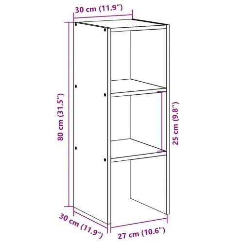 Regal za knjige složive 30x30x80 cm konstruiranog drvo - sonoma hrast 1 Cijena
