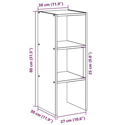 Regal za knjige složive 30x30x80 cm konstruiranog drvo - Sivi hrast sonoma 1 Cijena