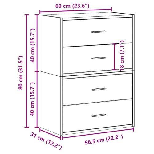 Ormari s 2 ladice 2 kom boja hrast 60x31x40cm konstruirano drvo - Sivi hrast sonoma 2 Cijena