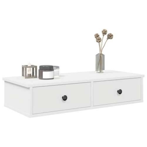 Zidna polica s ladicama bijela 80x34x17 cm izrađeno drvo - Bijela 80 x 31 x 17 cm 1 Cijena
