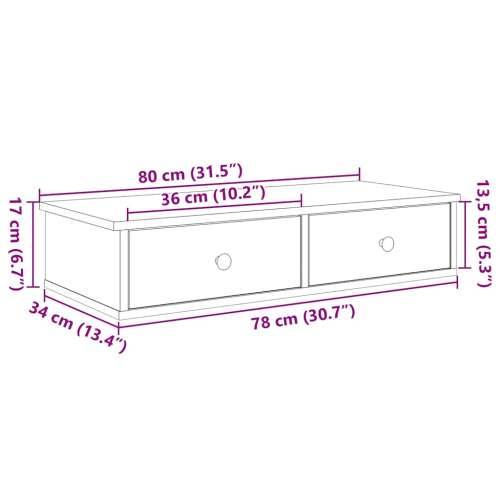 Zidna polica s ladicama sonoma hrast konstruirano drvo - sonoma hrast 80 x 31 x 17 cm 1 Cijena