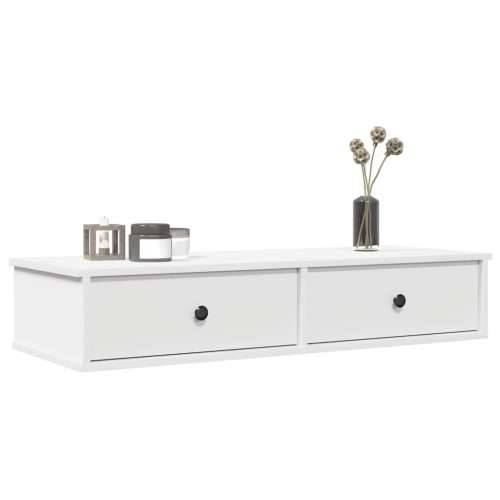 Zidna polica s ladicama bijela 100x37,5x19 cm izrađeno drvo - Bijela 100 x 37.5 x 19 cm 1 Cijena