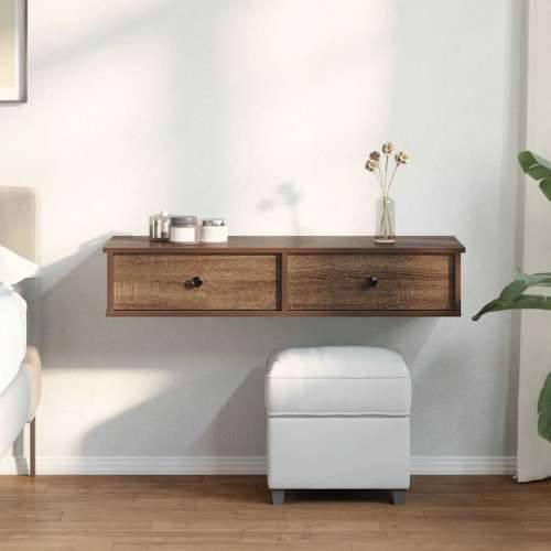 Zidna polica s ladicama smeđi hrast 100x37,5x19cm izrađeno drvo - Smeđi hrast 100 x 34 x 19 cm 1 Cijena