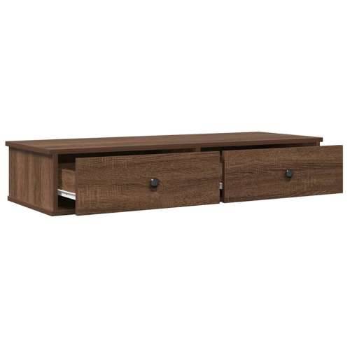 Zidna polica s ladicama smeđi hrast 100x37,5x19cm izrađeno drvo - Smeđi hrast 100 x 34 x 19 cm 1 Cijena