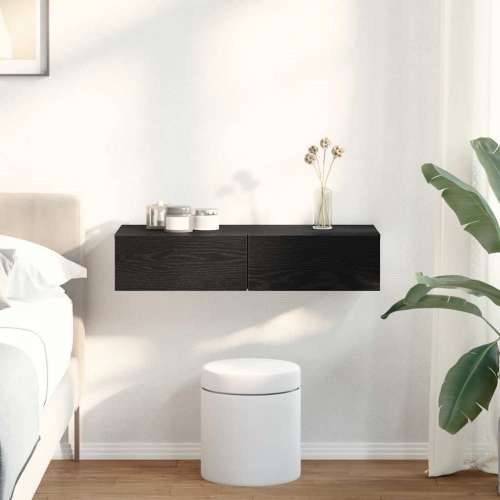 Zidna polica s ladicama crna 80x33x17 cm izrađeno drvo - Crna 80 x 33 x 17 cm 1 Cijena