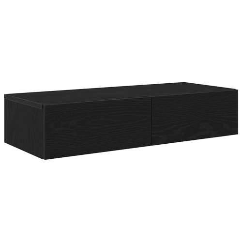 Zidna polica s ladicama crna 80x33x17 cm izrađeno drvo - Crna 80 x 33 x 17 cm 1 Cijena