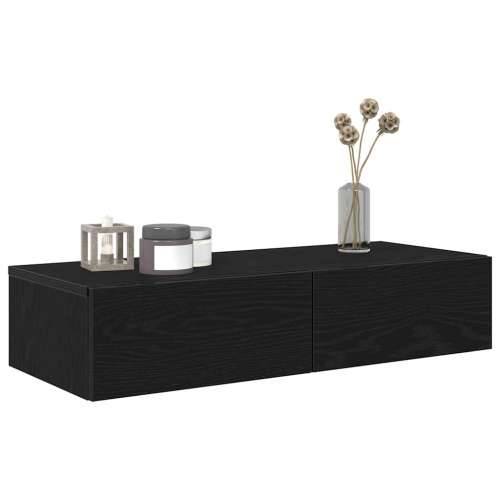 Zidna polica s ladicama crna 80x33x17 cm izrađeno drvo - Crna 80 x 33 x 17 cm 1 Cijena