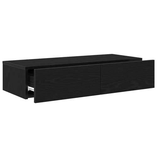 Zidna polica s ladicama crna 80x33x17 cm izrađeno drvo - Crna 80 x 33 x 17 cm 1 Cijena