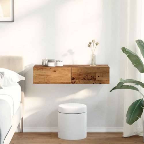 Zidna polica s ladicama staro drvo 80x33x17cm konstruirano drvo - Staro drvo 80 x 33 x 17 cm 1 Cijena