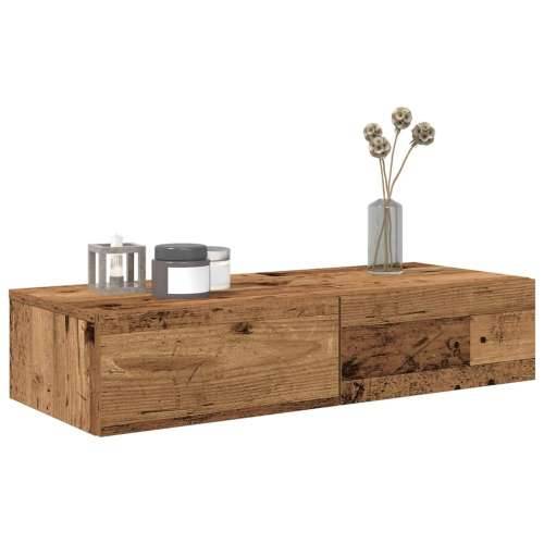 Zidna polica s ladicama staro drvo 80x33x17cm konstruirano drvo - Staro drvo 80 x 33 x 17 cm 1 Cijena