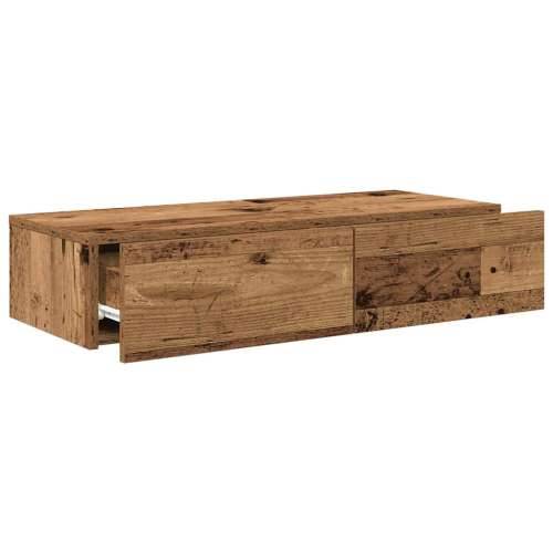 Zidna polica s ladicama staro drvo 80x33x17cm konstruirano drvo - Staro drvo 80 x 33 x 17 cm 1 Cijena