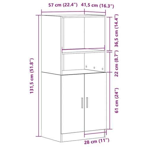 Kuhinjski ormarić boja hrasta 57x41,5x131,5 cm drveni - Sivi hrast sonoma 1 Cijena