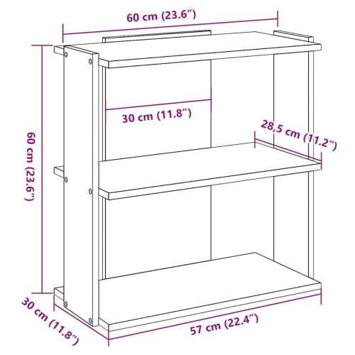 Regal za knjige s 3 razina boja hrasta 60x30x60 cm drveni - hrast artisan 60 x 30 x 60 cm 1 Cijena