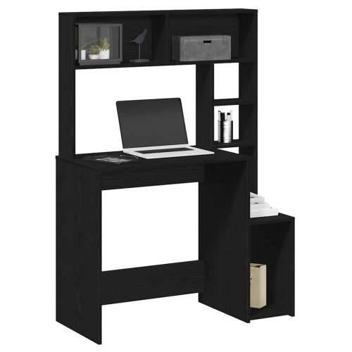 Radni stol s policama crni 100x45x140 cm konstruirano drvo - Crna Cijena