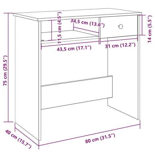 Radni stol boja hrasta sonome 80 x 40 x 75 cm konstruirano drvo - Sivi hrast sonoma Cijena