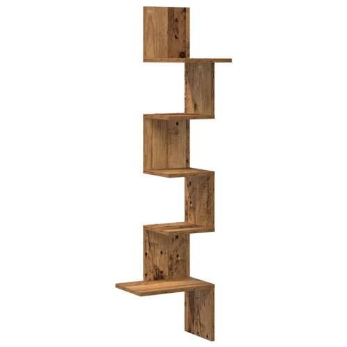 Kutna zidna polica boja drva 32x32x127,5 cm konstruirano drvo - Staro drvo 32 x 32 x 127.5 cm 1 Cijena
