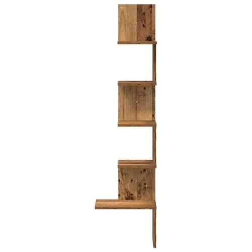 Kutna zidna polica boja drva 32x32x127,5 cm konstruirano drvo - Staro drvo 32 x 32 x 127.5 cm 1 Cijena