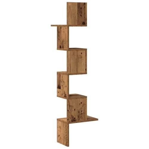 Kutna zidna polica boja drva 32x32x127,5 cm konstruirano drvo - Staro drvo 32 x 32 x 127.5 cm 1 Cijena
