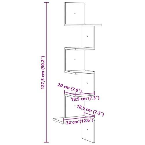 Kutna zidna polica boja drva 32x32x127,5 cm konstruirano drvo - Staro drvo 32 x 32 x 127.5 cm 1 Cijena