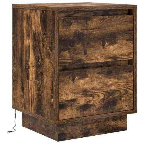 Noćni ormarić s LED svjetlima boja dimljenog hrasta 38x34x50 cm - Dimljeni hrast 1 50 cm Cijena
