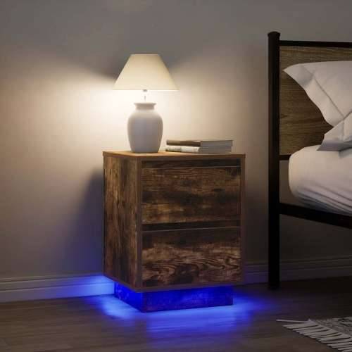 Noćni ormarić s LED svjetlima boja dimljenog hrasta 38x34x50 cm - Dimljeni hrast 1 50 cm Cijena
