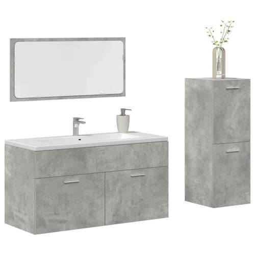 3-dijelni set kupaonskog namještaja siva boja betona drveni - Beton siva 90 x 38.5 x 46 cm 1 Cijena
