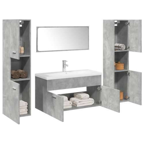 5-dijelni set kupaonskog namještaja siva boja betona drveni - Beton siva 90 x 38.5 x 46 cm + 30 x 30 x 130 cm 1 Cijena
