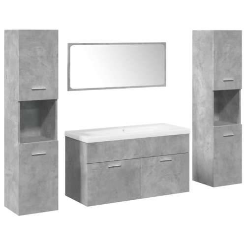 5-dijelni set kupaonskog namještaja siva boja betona drveni - Beton siva 90 x 38.5 x 46 cm + 30 x 30 x 130 cm 1 Cijena