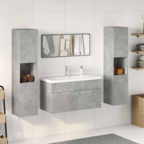 5-dijelni set kupaonskog namještaja siva boja betona drveni - Beton siva 90 x 38.5 x 46 cm + 30 x 30 x 130 cm 1 Cijena
