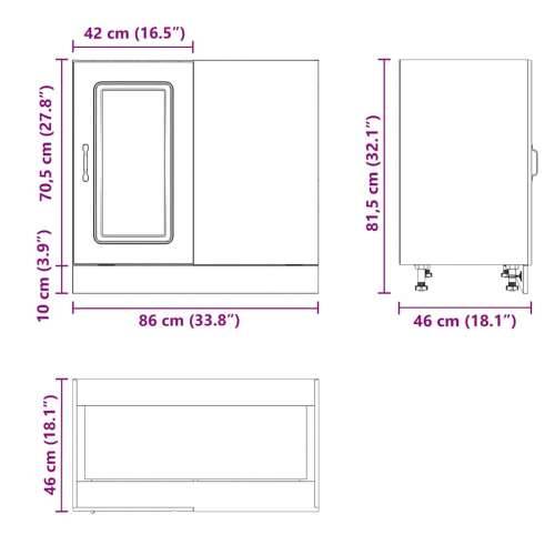 Donji kuhinjski ormarić Kalmar bijeli konstruirano drvo - Bijela 86 x 46 x 81.5 cm 1 1x corner bottom cabinet (1 door) Cijena