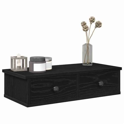Zidna polica s ladicama crna 60x28x15 cm izrađeno drvo - Crna 60 x 25 x 15 cm 1 Cijena