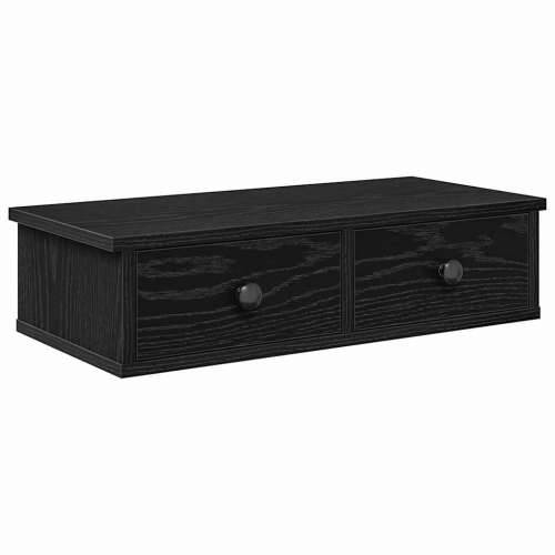 Zidna polica s ladicama crna 60x28x15 cm izrađeno drvo - Crna 60 x 25 x 15 cm 1 Cijena