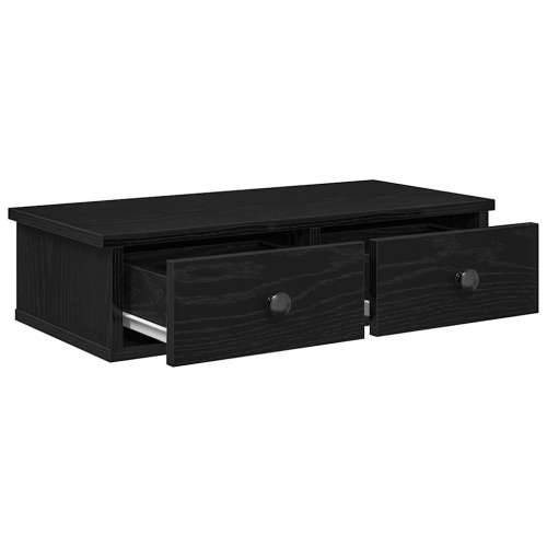 Zidna polica s ladicama crna 60x28x15 cm izrađeno drvo - Crna 60 x 25 x 15 cm 1 Cijena