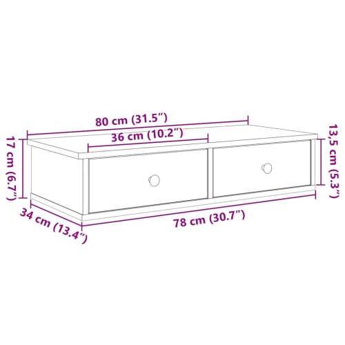 Zidna polica s ladicama dimljeni hrast konstruirano drvo - Dimljeni hrast 80 x 31 x 17 cm 1 Cijena