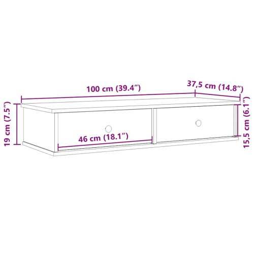Zidna polica s ladicama dimljeni hrast konstruirano drvo - Dimljeni hrast 100 x 34 x 19 cm 1 Cijena