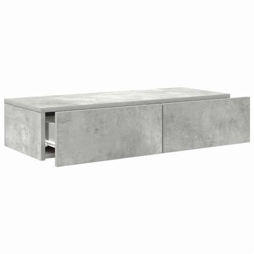 Zidna polica s ladicama beton siva 80x33x17cm konstruirano drvo - Beton siva 80 x 33 x 17 cm 1 Cijena