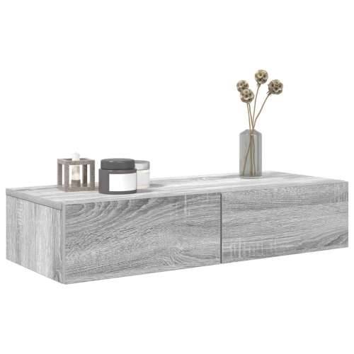 Zidna polica s ladicama siva sonoma konstruirano drvo - Sivi hrast sonoma 80 x 33 x 17 cm 1 Cijena