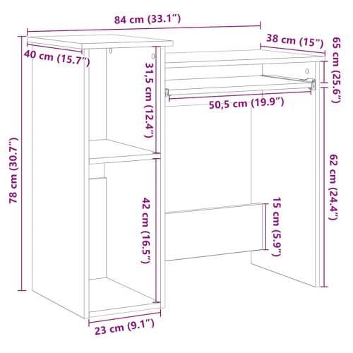 Radni stol s policama boja drva 84x40x78 cm konstruirano drvo - Staro drvo Cijena