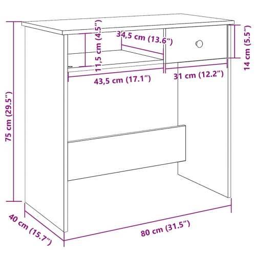 Radni stol crni 80 x 40 x 75 cm od iverice - Crna Cijena