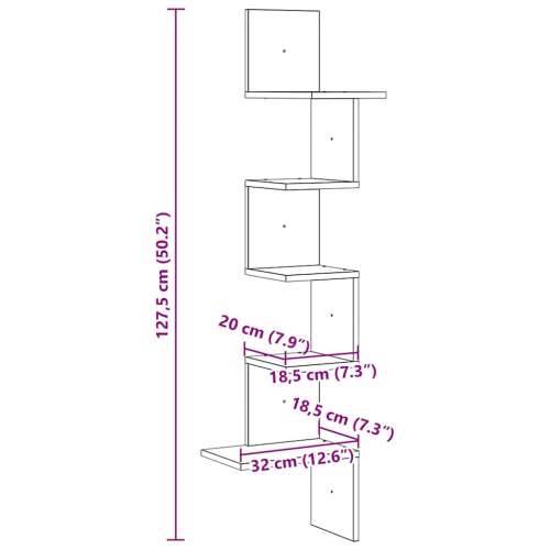 Kutna zidna polica boja hrasta 32x32x127,5 cm drvena - Sivi hrast sonoma 32 x 32 x 127.5 cm 1 Cijena